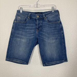 Scotch & Soda Amsterdams Blauw Ralston Shorts Mens 31 Denim Button Fly Stretch